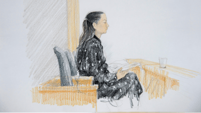 In this court sketch, Meng Wanzhou, chief financial officer of Huawei, is pictured in B.C. Supreme Court in Vancouver, British Columbia, Monday, Jan. 20, 2020. The first stage of an extradition hearing for the senior executive of Chinese tech giant Huawei started in a Vancouver courtroom Monday, a case that has infuriated Beijing, caused a diplomatic uproar between China and Canada and complicated high-stakes trade talks between China and the United States.