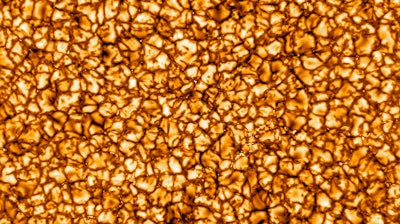 This undated photo provided by the National Science Foundation in January 2020 shows on of the Daniel K. Inouye Solar Telescope's first images of the sun, revealing its turbulent gas surface in what scientists called unprecedented detail. Prof. Jeffrey Kuhn of the University of Hawaii, Manoa says this image is about 10,000 kilometers (6,200 miles) on a side, and that the 'bubbles' on the surface are about the size of Texas.