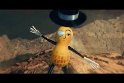 Mr. Peanut pictured falling to his death.