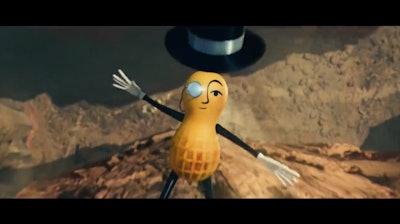 Mr. Peanut pictured falling to his death.