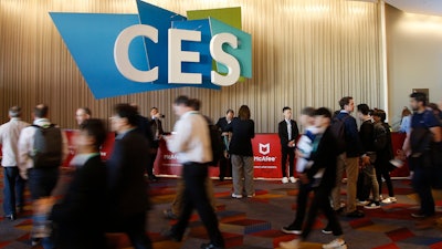 Attendees head to the convention floor on the first day of the CES tech show Tuesday, Jan. 7, 2020, in Las Vegas.