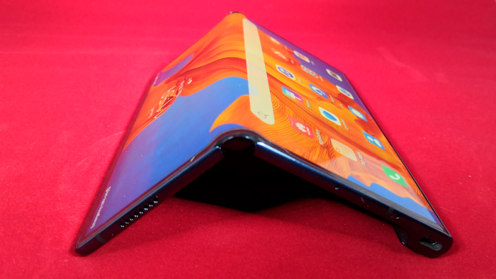 In this Feb. 18, 2020 photo, a view of the latest version of Chinese tech company Huawei’s folding smartphone, the Mate Xs, on display, at a press preview in London It’s the company’s first folding device to be available internationally and will compete in the niche category with new models from Samsung and Motorola. The company used a video livestream for the phone’s debut instead of a press launch originally planned at a mobile tech show in Spain that was cancelled over worries about the virus outbreak.
