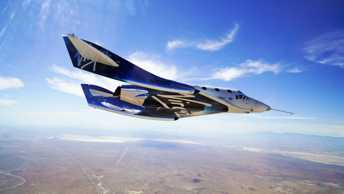 In this May 29, 2018 photo provided by Virgin Galactic, the VSS Unity craft flies during a supersonic flight test. Virgin Galactic has received nearly 8,000 online reservations of interest since its first successful test flight into space 14 months ago, the company said Tuesday, Feb. 25, 2020, as it nears commercial operation and prepares to reopen ticket sales.