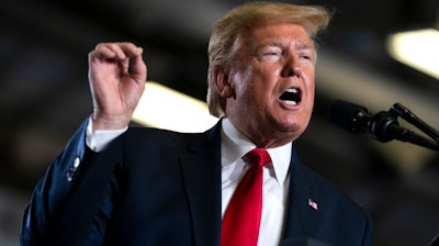 President Donald Trump speaks during a campaign rally at the Wildwoods Convention Center Oceanfront, Tuesday, Jan. 28, 2020, in Wildwood, N.J.