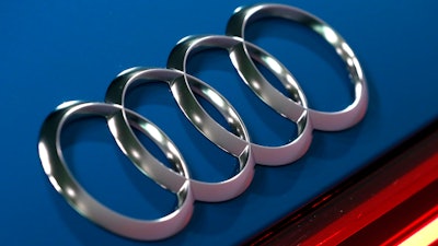 This March 14, 2019 file photo shows the logo of the German car manufacturer Audi at a news conference in Ingolstadt, Germany. Volkswagen is recalling nearly 107,000 older vehicles sold in the U.S. by its Audi luxury brand because Takata driver's air bag inflators could hurl shrapnel in a crash. The vehicles may have one of the 1.4 million air bag inflators that Takata recalled in December 2019.