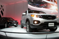 In this Dec. 2, 2009, file photo, the 2011 Kia Sorento debuts at the Los Angeles Auto Show in Los Angeles. Kia is joining its affiliate Hyundai in recalling thousands of vehicles in the U.S. because water can get into a brake computer, cause an electrical short and possibly a fire. The Kia recall covers nearly 229,000 Sedona minivans from the 2006 through 2010 model years. Also covered are Sorento SUVs from 2007 through 2009.