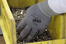 The Boss Gray Ghost Palm Dip glove has a knit wrist and a breathable back.