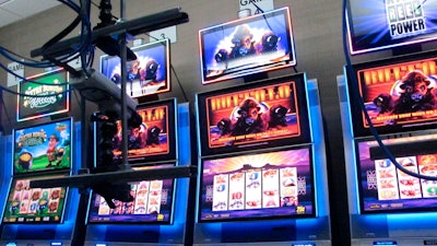 This photo shows slot machines in a secure room at the Hard Rock casino in Atlantic City N.J. that have been connected to the internet as part of a new product offering.