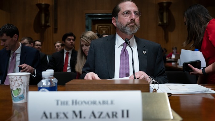 In this Feb. 13, 2020 file photo, Secretary of Health and Human Services Alex Azar testifies on Capitol Hill in Washington.