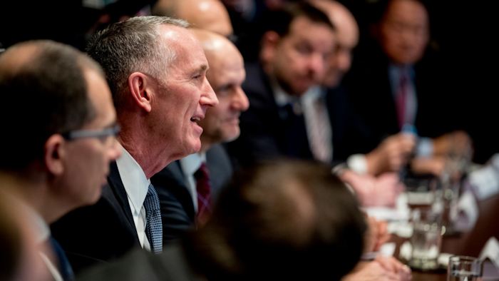 Gilead Sciences CEO Daniel O'Day speaks at a meeting in the Cabinet Room of the White House, March 2, 2020.