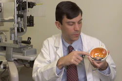 Dr. Jason Comander, inherited retinal disorder specialist at Massachusetts Eye and Ear Infirmary in Boston points to a model of an eye during an interview on Jan. 8, 2020.