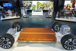 This photo provided by General Motors shows GM's all-new modular platform and battery system, Ultium, at the Design Dome on the GM Tech Center campus in Warren, Mich., on Wednesday, March 4, 2020. GM rolled out plans for 13 new electric vehicles during the next five years as it trying to refashion itself as a futuristic company with technology to compete against Tesla. The company on Wednesday touted an exclusive new battery technology that could propel some of the vehicles as far as 400 miles (644 kilometers) on a single charge.