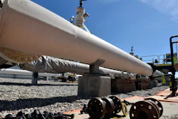 In this June 8, 2017, file photo, fresh nuts, bolts and fittings are ready to be added to the east leg of the pipeline near St. Ignace, Michigan.