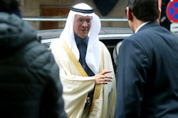 Prince Abdulaziz bin Salman Al-Saud, Minister of Energy of Saudi Arabia, arrives for a meeting of the Organization of the Petroleum Exporting Countries, OPEC, and non-OPEC members at their headquarters in Vienna, Austria, Friday, March 6, 2020.