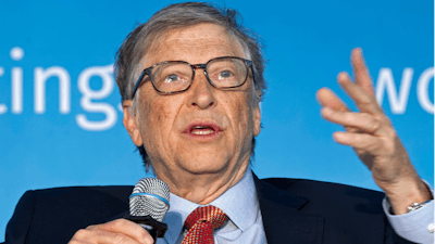 In this April 21, 2018, file photo, Bill Gates speaks in Washington. Microsoft co-founder Bill Gates said Friday, March 13, 2020 he is stepping down from the company's board to focus on philanthropy. Gates was Microsoft's CEO until 2000 and since then has gradually scaled back his involvement in the company he started with Paul Allen in 1975.