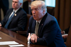 President Donald Trump speaks during a meeting with tourism industry executives about the coronavirus, in the Cabinet Room of the White House, Tuesday, March 17, 2020, in Washington.