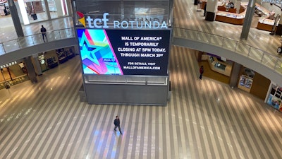 The Mall of America is largely empty after announcing it is closing temporarily because of the coronavirus outbreak, Tuesday, March 17, 2020, in Bloomington, Minn.