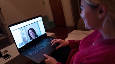 A patient during a telemedicine video conference with Dr. Deborah Mulligan, Jan. 14, 2019, in Brooklyn.