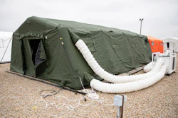 This photo provided by the U.S. Army shows large tents The 82nd Airborne Division has established to provide accommodations for up to 600 soldiers, shown March 17, 2020 at Fort Bragg, N.C. In one of Bragg's remote training areas, large tents have popped up over the last few days to house hundreds of 82nd Airborne Division troops that are returning to the base from Afghanistan and other Middle East deployments.