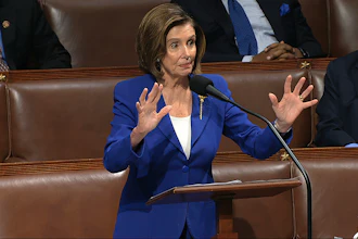 In this image from video, House Speaker Nancy Pelosi of Calif., speaks on the floor of the House of Representatives at the U.S. Capitol in Washington, Friday, March 27, 2020.