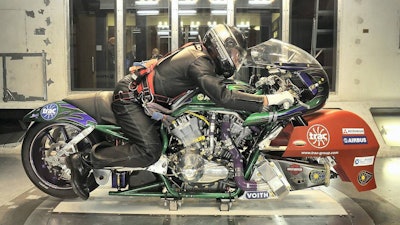 The Airbus Engineering Design & Services initiative offers the company’s knowledge and skills to other industries as illustrated by this wind tunnel evaluation of a motorcycle.