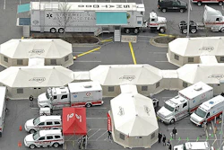 Western Shelter emergency response shelters being used in a preparedness exercise.