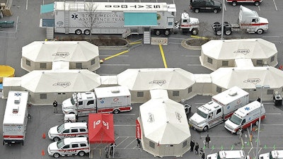 Western Shelter emergency response shelters being used in a preparedness exercise.