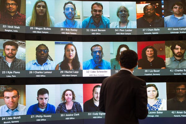 Harvard Business School professor Bharat Anand demonstrates HBX Live, an online classroom.