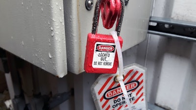 Lockout/tagout to prevent accidental electrocution and injury to employees.