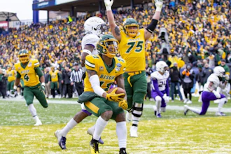 North Dakota State wide receiver Phoenix Sproles (11) after scoring a touchdown in the FCS championship game Frisco, Texas, Jan. 11, 2020.