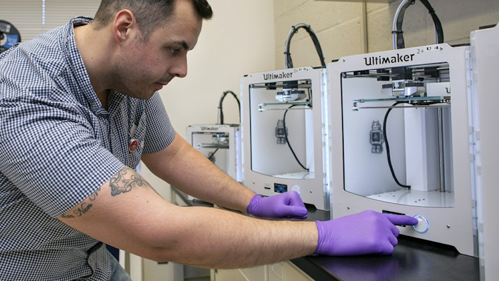 This undated image provided by LifeBridge Health shows masks being made in Baltimore. LifeBridge converted a building completed a year ago in the Baltimore suburbs into a factory to produce masks, with some of the fabric coming from Under Armor, which is based in the state.