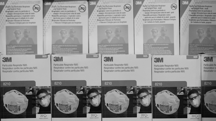 In this March 24, 2020, file photo stacks of medical supplies are housed at the Jacob Javits Center that will become a temporary hospital in response to the COVID-19 outbreak in New York.