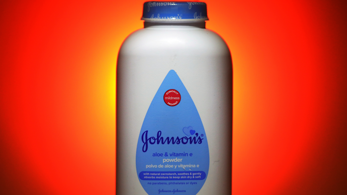 This Oct. 21, 2019, photo shows Johnson's Baby Aloe & Vitamin E Powder in Salt Lake City. Johnson & Johnson reports financial results Tuesday, April 14, 2020.