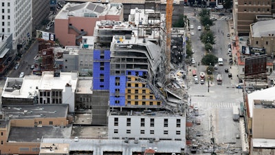 This Saturday, Oct. 12, 2019 file photo shows the Hard Rock Hotel, which was under construction, after a fatal partial collapse in New Orleans.