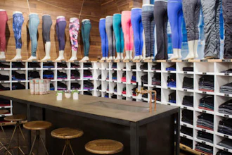This December 2015 photo provided by Lululemon shows clothing displayed at Lululemon's Flatiron flagship store in New York.