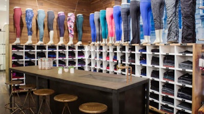 This December 2015 photo provided by Lululemon shows clothing displayed at Lululemon's Flatiron flagship store in New York.