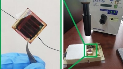 Humidity sensor combining variable filter and solar cells.