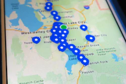 This April 28, 2020, photo shows a smartphone app built for the state of Utah displaying coronavirus test sites. The app tracks symptoms and shares location data for contact tracing, the process of determining who might have been exposed to the virus. The app is “a tool to help jog the memory of the person who is positive so we can more readily identify where they’ve been, who they’ve been in contact with, if they choose to allow that,” said Angela Dunn, Utah’s state epidemiologist.