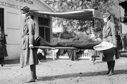 Red Cross Emergency Ambulance Station in Washington, D.C., during the influenza pandemic of 1918.