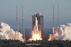 A Long March-5B rocket blasts off from the Wenchang Space Launch Center, May 5, 2020.