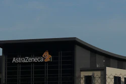 AstraZeneca logo on a building in South San Francisco, Calif., Feb. 20, 2020.