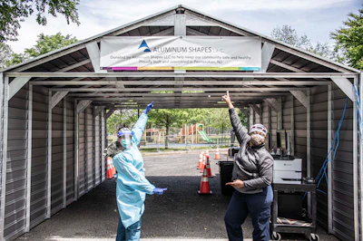 The aluminum shelters are recyclable, easy to clean and provide a safe, sterile and secure place for hard-working healthcare workers.