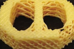 A DLP-printed LCE concept device of a spinal cage with a porous lattice architecture.