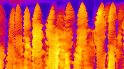 A nanobrush made by pulsed laser deposition is seen using scanning transmission electron microscopy.