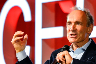 In this March 12, 2019, file photo, English computer scientist Tim Berners-Lee, best known as the inventor of the World Wide Web, delivers a speech during an event at the CERN in Meyrin near Geneva, Switzerland, marking 30 years of World Wide Web. Berners-Lee said Thursday, June 11, 2020 the COVID-19 pandemic demonstrates “the gross inequality” of a world where almost half the population is unable to connect, telling a high-level U.N. meeting “our number one focus must be to close the digital divide.”
