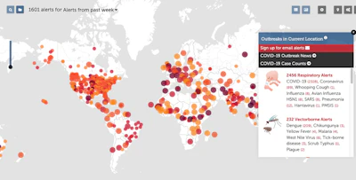 The HealthMap website tracks reports of all sorts of diseases all around the world.