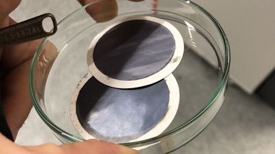 Pictured is a sample of breakthrough development of a high-performing membrane coating is based around a new class of 2D materials pioneered by Manchester researchers Professor Rob Dryfe and Dr Mark Bissett.