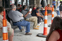 Job seekers at the Heartland Workforce Solutions office in Omaha, Neb., July 15, 2020.