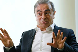Former Nissan Chairman Carlos Ghosn speaks to Japanese media during an interview in Beirut, Jan. 10, 2020.