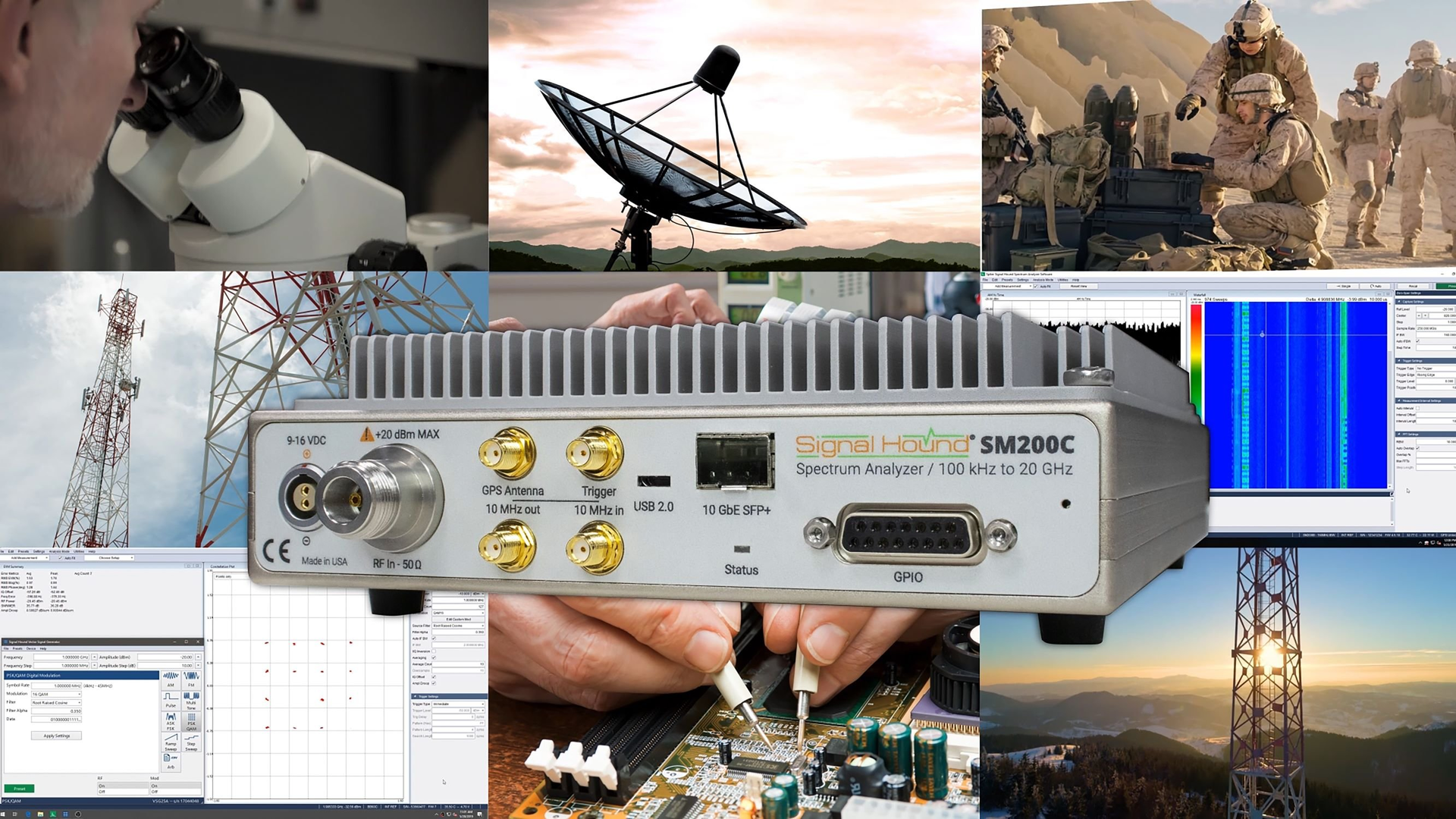 The Signal Hound SM200C spectrum analyzer.